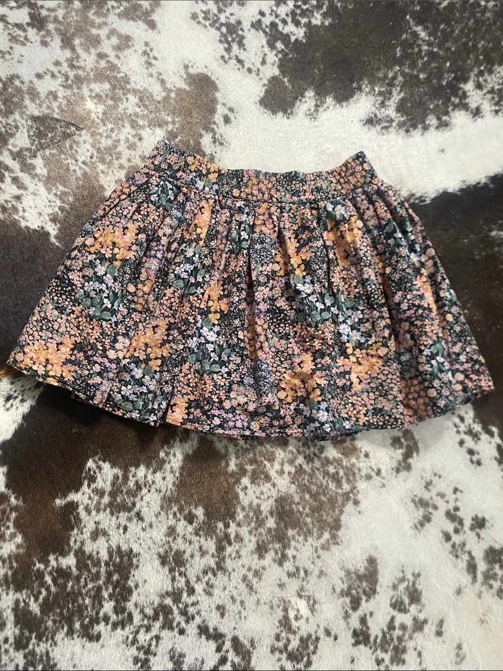 American Eagle Outfitters Black Floral Skater Skirt with Pink & Yellow Flowers